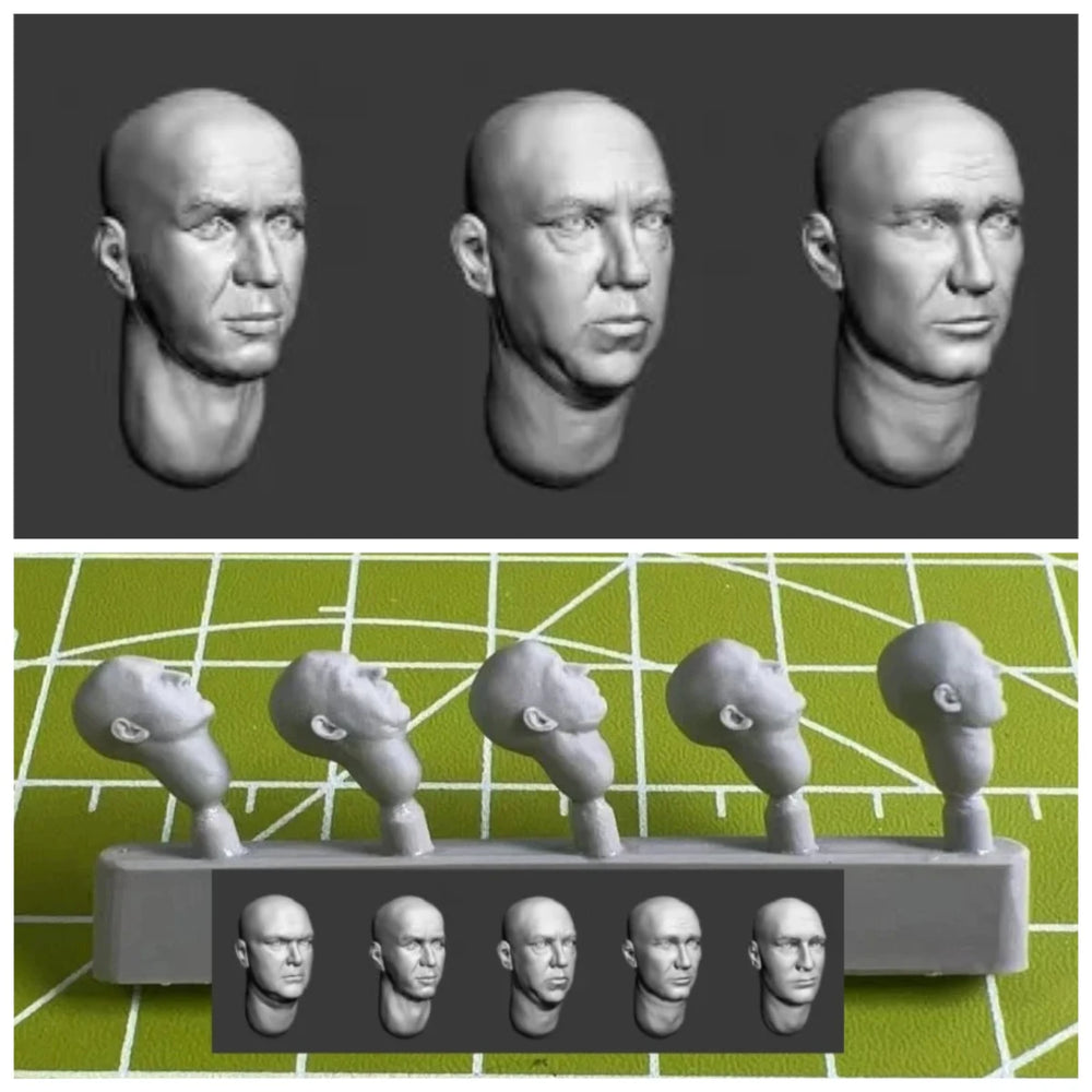 1/35 Generic Male Head Busts, 5 Figures, Resin Model Bust Kit, Unassembled and Unpainted