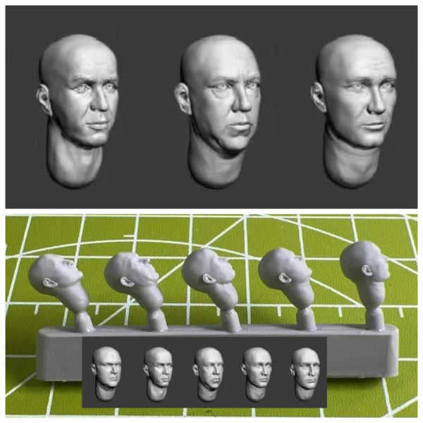 1/35 Generic Male Head Busts, 5 Figures, Resin Model Bust Kit, Unassembled and Unpainted