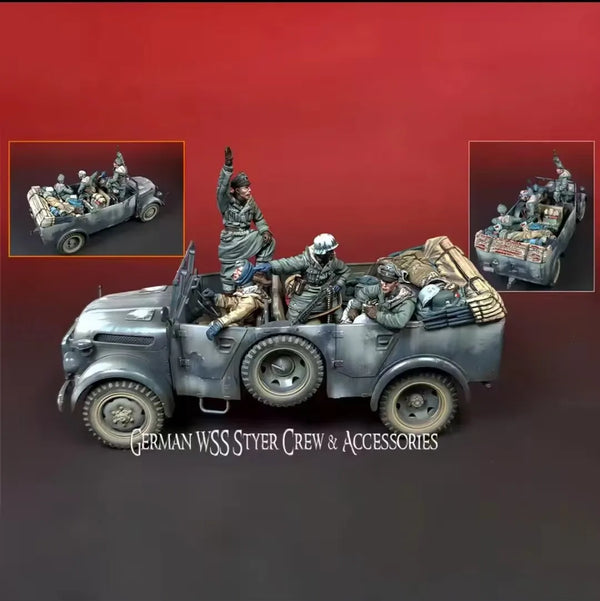 1/35 WWII German Truck Crew, 4 Figures, Resin Model Figure Kit, Unassembled and Unpainted