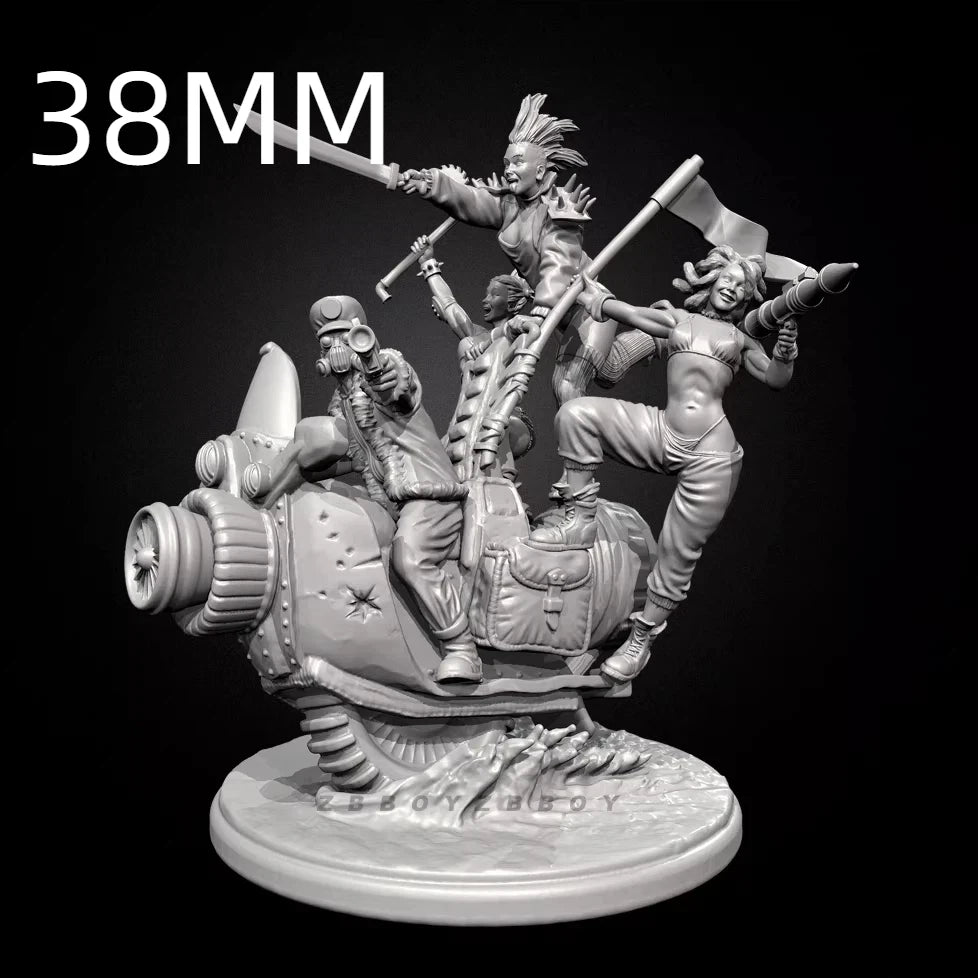 Cyberpunk Motorcycle Crew — 50mm Resin Figure Set