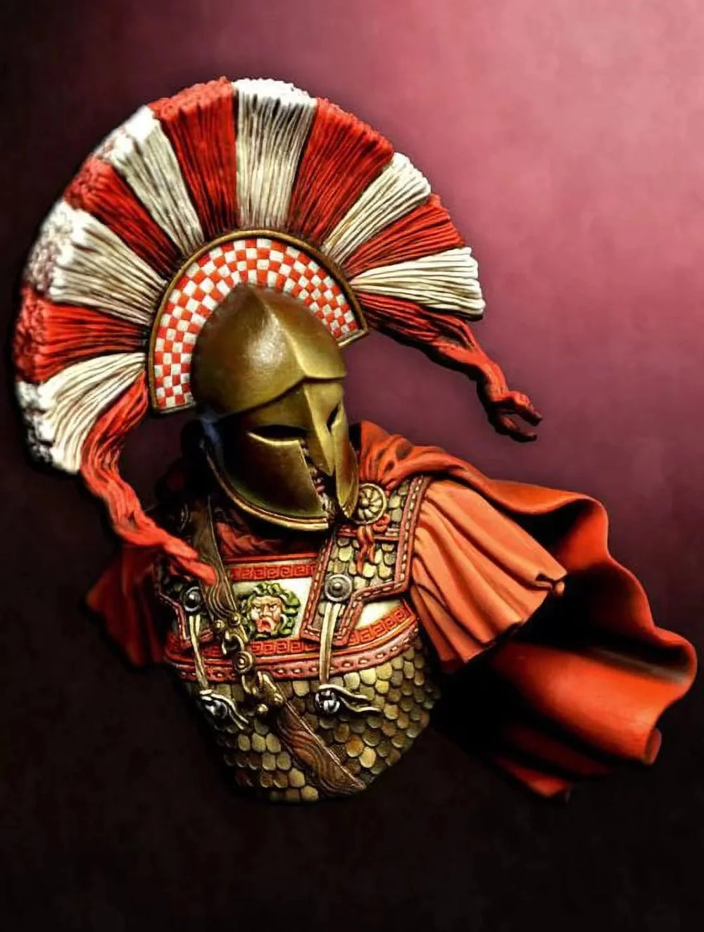 1/10 Napoleonic Greek Commander with Plumed Corinthian Helm, Resin Model Bust Kit, Unassembled and Unpainted