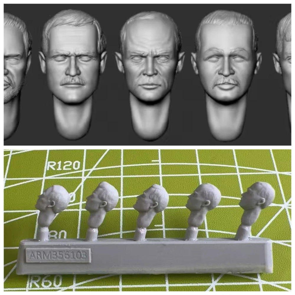 1/35 Soldier Head Busts, 9 Figures, Resin Model Bust Kit, Military Theme, Unassembled and Unpainted