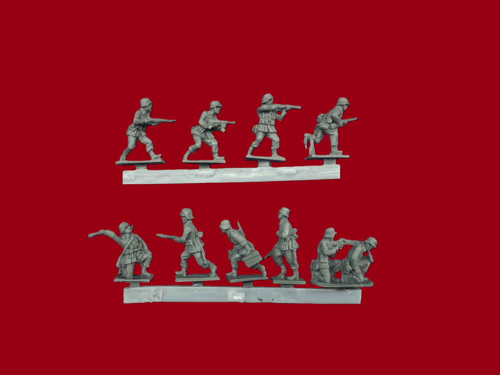 1/72 WWII Infantry Squad Combat Positions, 10 Figures, Resin Model Figure Kit, Unassembled and Unpainted