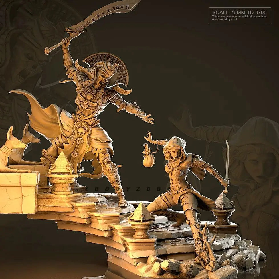 75mm Ancient Egyptian Pharaoh Warrior, Resin Model Figure Kit, Mythology Theme, Unassembled and Unpainted
