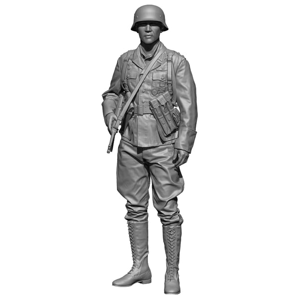 1/35 WWII German Infantry Officer Standing with Rifle, Resin Model Figure Kit, Unassembled and Unpainted