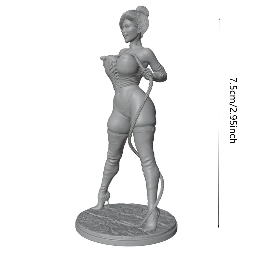 75mm Female Fantasy Warrior with Whip, Resin Model Figure Kit, Fantasy Theme, Unassembled and Unpainted