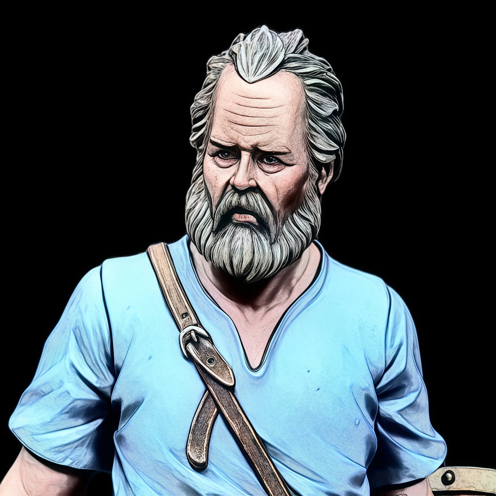 1/32 Medieval Bearded Viking Axeman with Round Shield, Resin Model Figure Kit, Unassembled and Unpainted