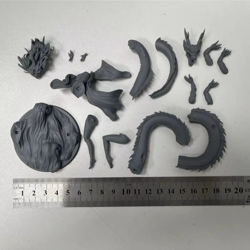 1/24 Female with Coiled Dragon, Resin Model Figure Kit, Fantasy Theme, Unassembled and Unpainted
