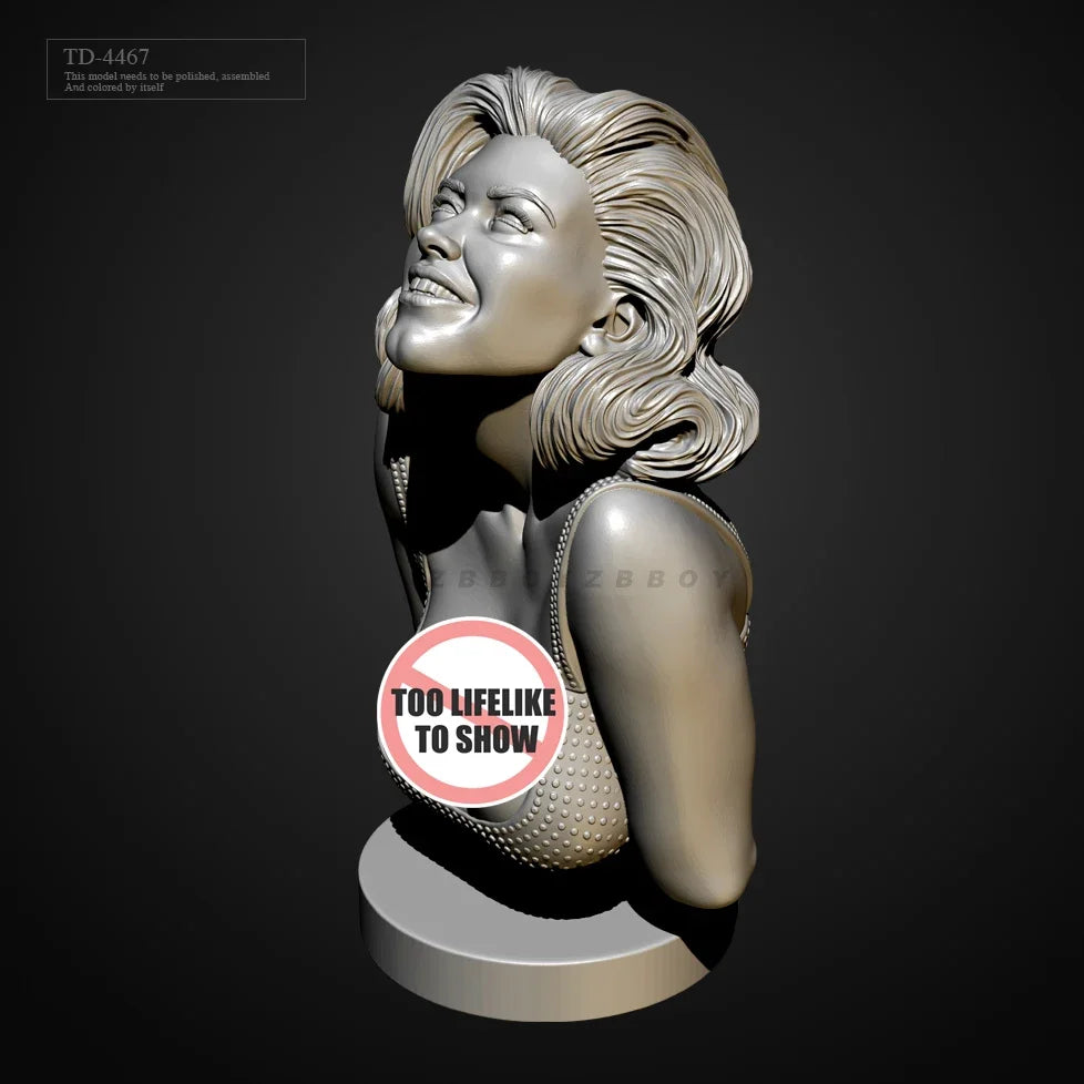 55mm Glamorous Female Portrait, Resin Model Bust Kit, Unassembled and Unpainted