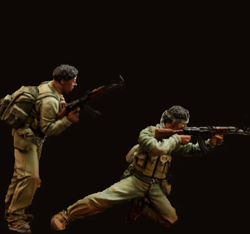 1/35 WWII US Infantry Riflemen Firing, 2 Figures, Resin Model Figure Kit, Unassembled and Unpainted