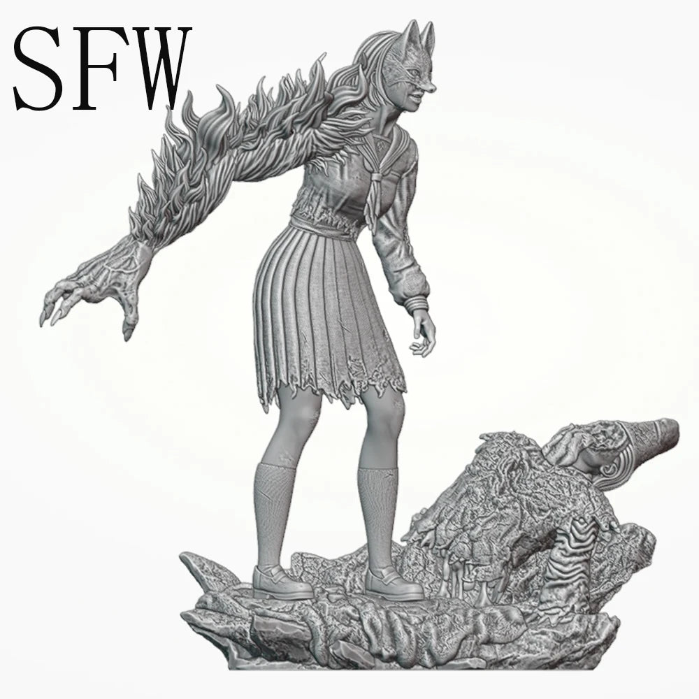 1/24 Winged Fantasy Female with Beast, 2 Figures, Resin Model Figure Kit, Fantasy Theme, Unassembled and Unpainted