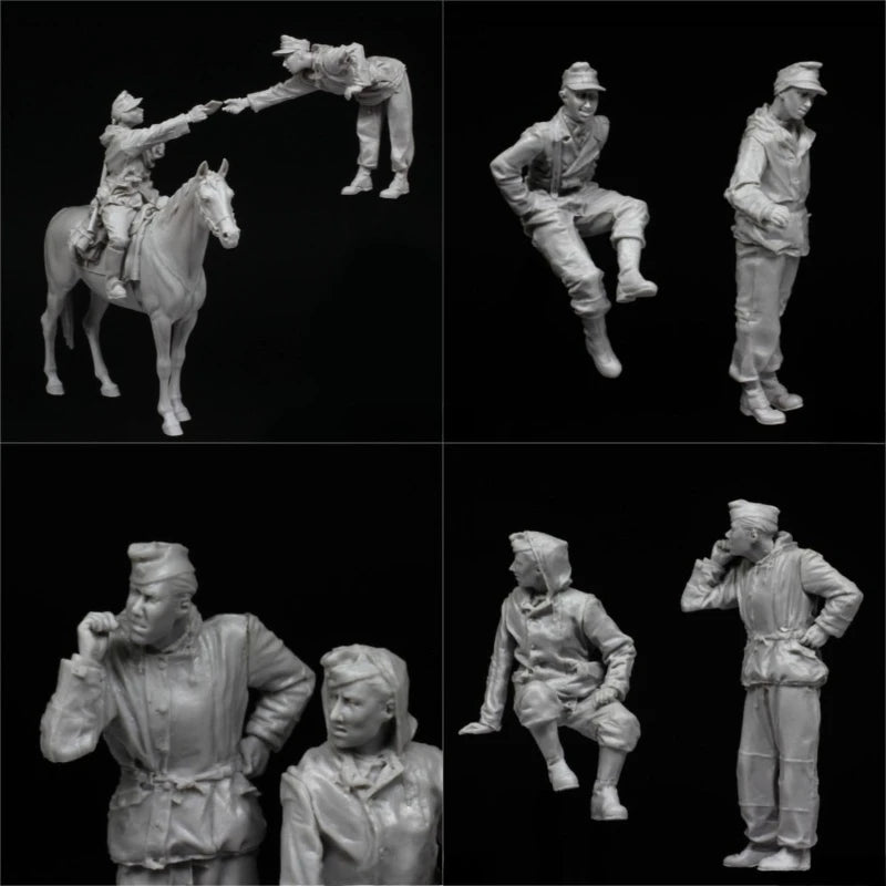 1/35 WWII German Nashorn Panzerjaeger Crew, 7 Figures, Resin Model Figure Kit, Unassembled and Unpainted