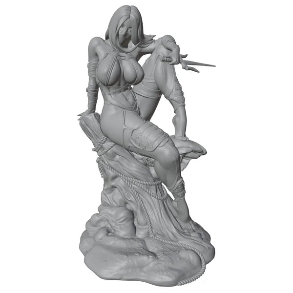 1/24 Female Spear Warriors in Combat Poses, 4 Figures, Resin Model Figure Kit, Fantasy Theme, Unassembled and Unpainted
