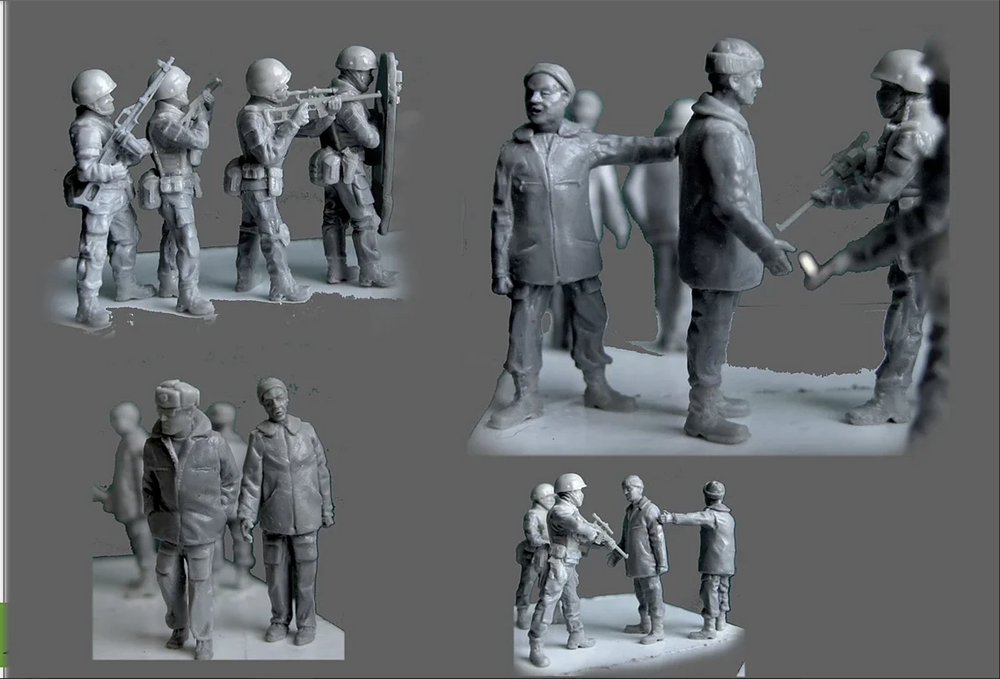 1/72 Modern Russian Military Personnel, 9 Figures, Resin Model Figure Kit, Unassembled and Unpainted