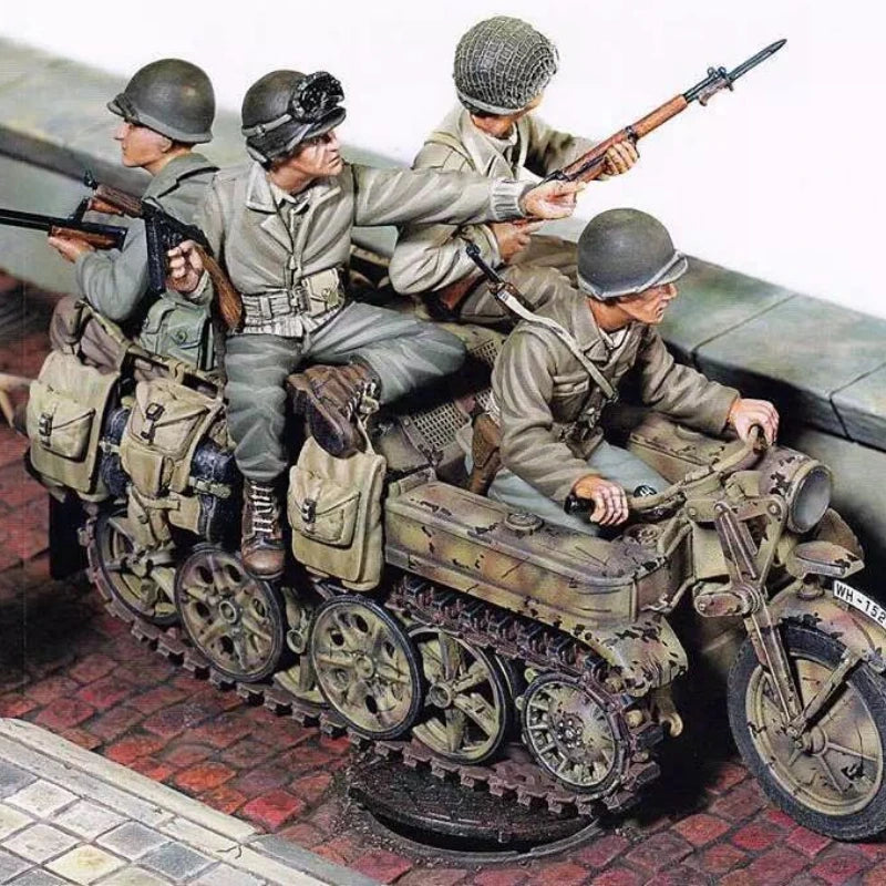 1/35 WWII US Army Rangers, 4 Figures, Resin Model Figure Kit, Unassembled and Unpainted