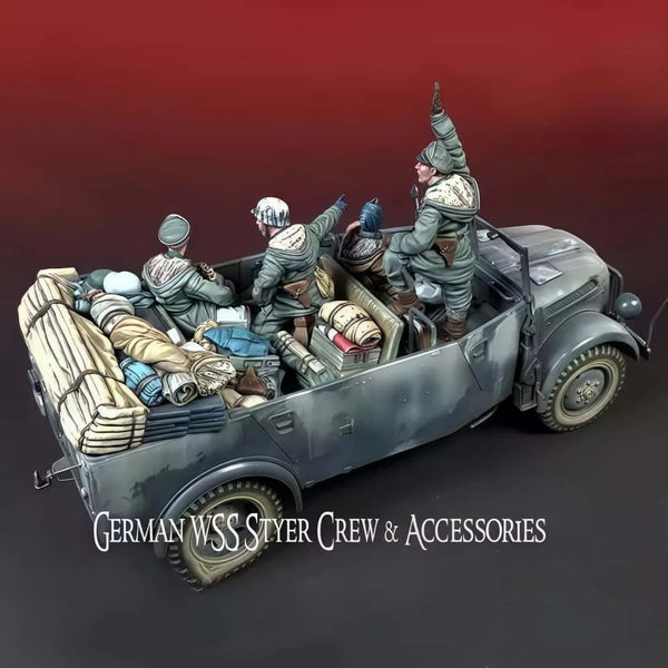1/35 WWII German Styer Crew, 9 Figures, Resin Model Figure Kit, Unassembled and Unpainted
