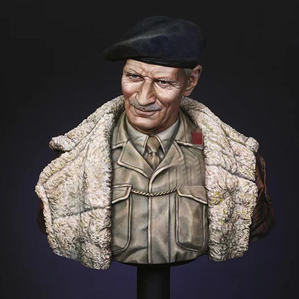 1/10 WWII German Officer with Fur Collar, Resin Model Bust Kit, Unassembled and Unpainted