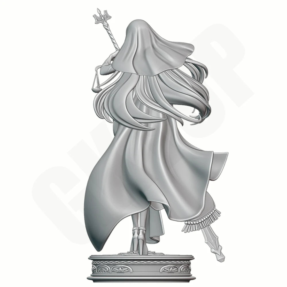 1/24 Priestess in Flowing Robes with Lantern Staff, Resin Model Figure Kit, Fantasy Theme, Unassembled and Unpainted