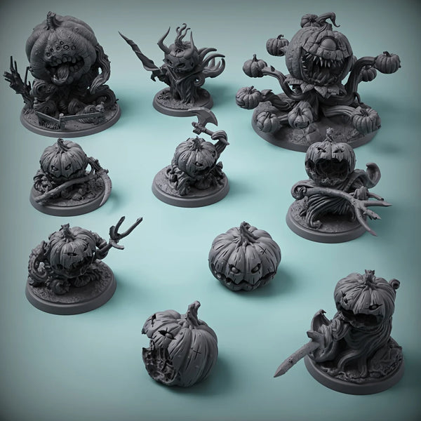 32mm Halloween Pumpkin Monster, 10 Figures, Resin Model Figure Kit, Fantasy Theme, Unassembled and Unpainted