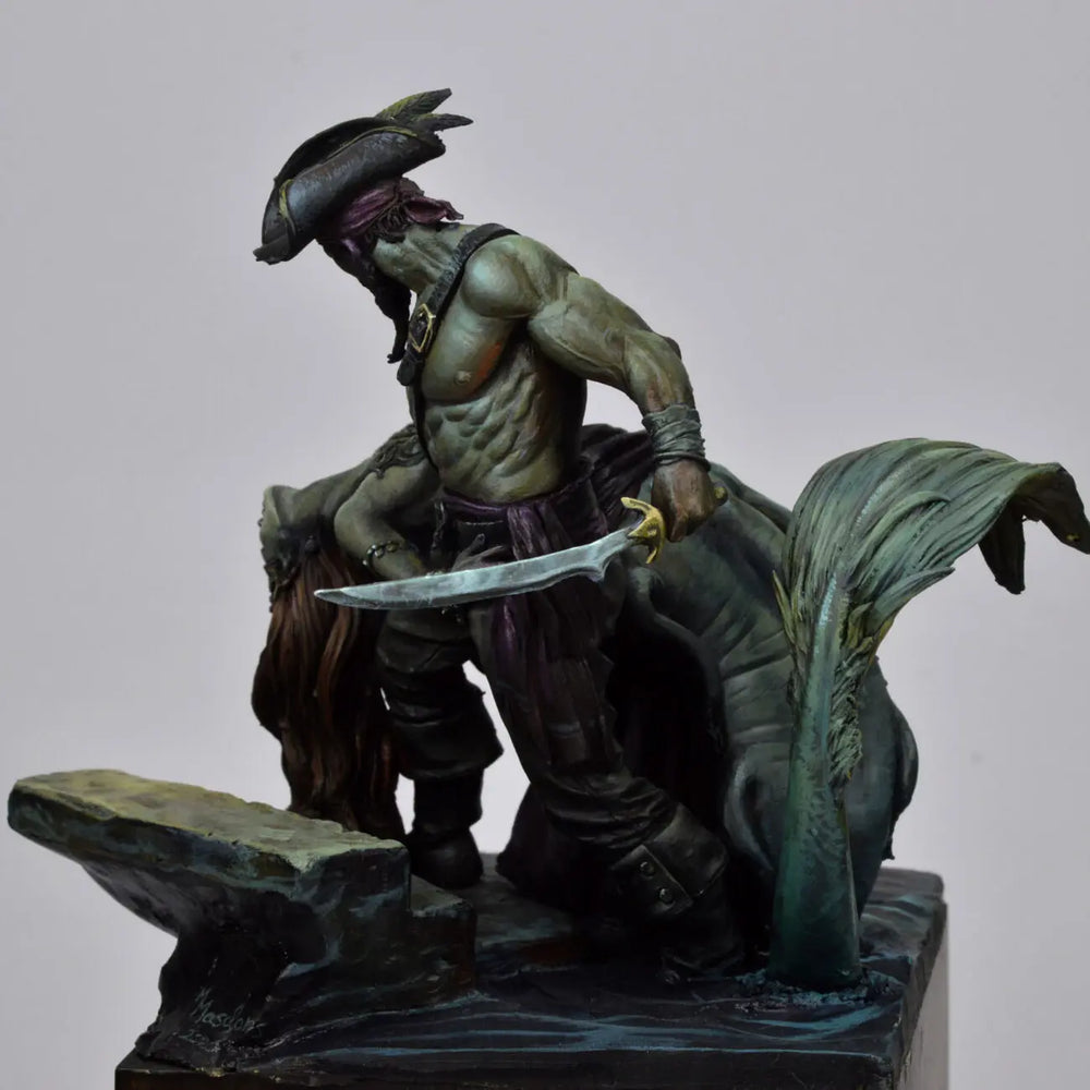 1/24 Pirate and Mermaid, 2 Figures, Resin Model Diorama Kit, Fantasy Theme, Unassembled and Unpainted