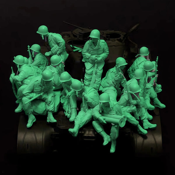 1/35 Modern Infantry Squad Engaging, 15 Figures, Resin Model Figure Kit, Unassembled and Unpainted
