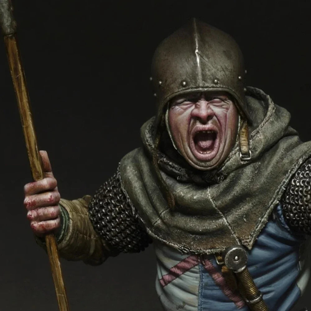 1/10 Medieval Crusader Soldier, Resin Model Bust Kit, Unassembled and Unpainted