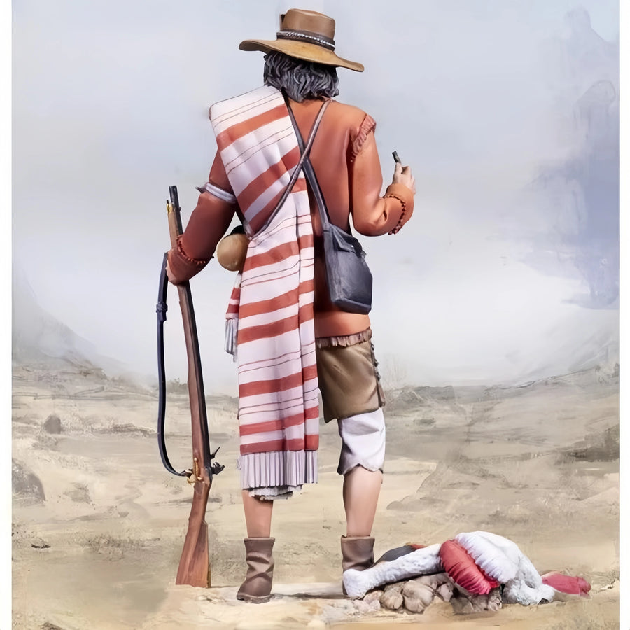 North American Frontier Trapper/Métis Figure with Rifle 1/24 Resin Figure Kit - resin model view 4
