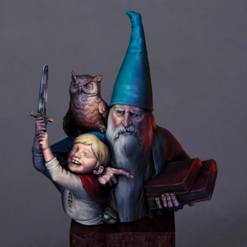 1/12 Wizard Gnome, 2 Figures, Resin Model Bust Kit, Fantasy Theme, Unassembled and Unpainted