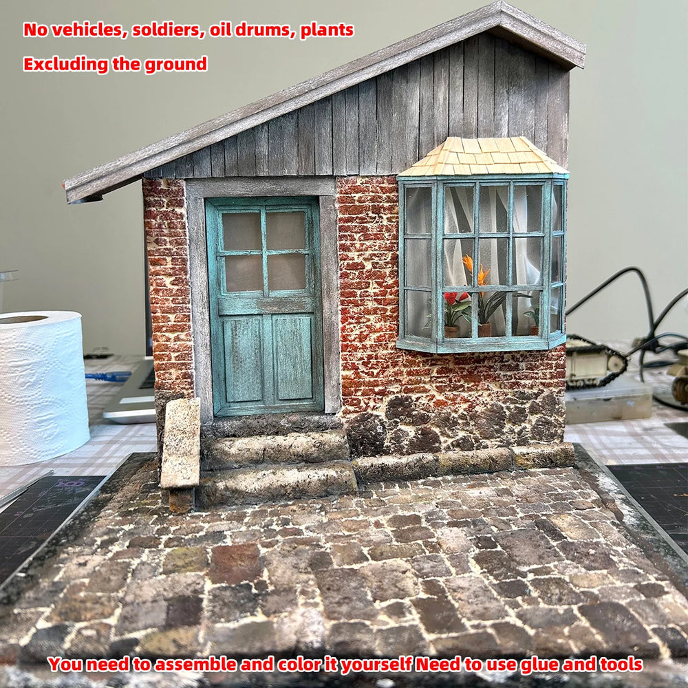 1/16 Modern Rural Cottage, Resin Model Diorama Kit, Unassembled and Unpainted