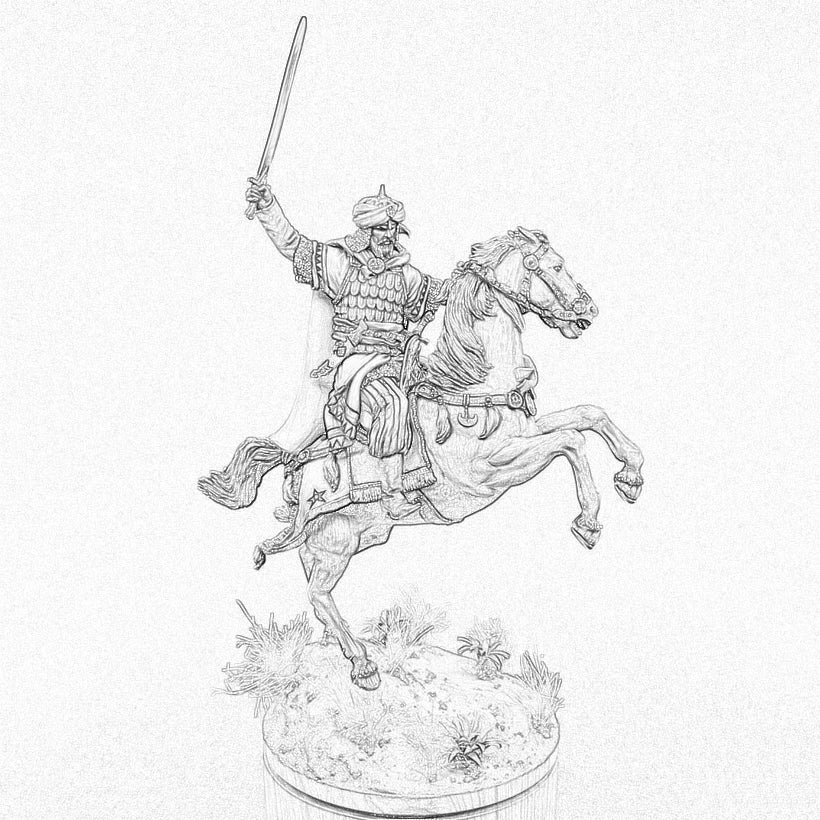 1/24 Napoleonic Cavalry Officer Charging with Sword, Resin Model Figure Kit, Unassembled and Unpainted