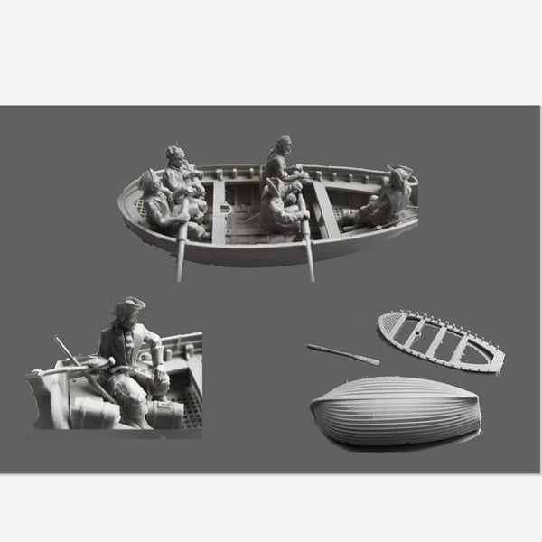 1/72 18th Century Sailing Ship Crew, 5 Figures, Resin Model Ship Kit, Military Theme, Unassembled and Unpainted