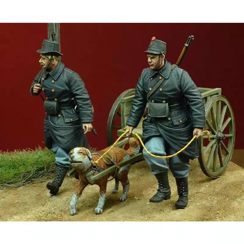 1/35 WWI German Soldiers with Equipment, 4 Figures, Resin Model Figure Kit, Unassembled and Unpainted