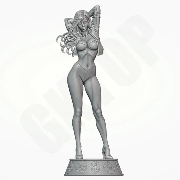 1/24 Spider-Themed Female Pinup, Resin Model Figure Kit, Unassembled and Unpainted