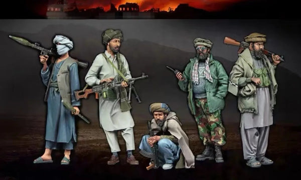 1/35 Modern Afghan Militia Soldiers, 5 Figures, Resin Model Figure Kit, Unassembled and Unpainted