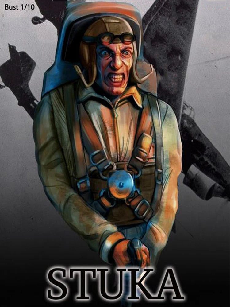 1/10 WWII German Stuka Pilot with Rifle, Resin Model Bust Kit, Unassembled and Unpainted
