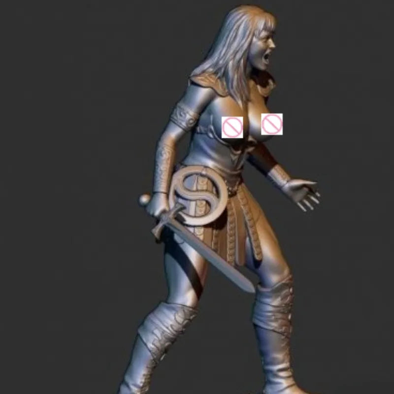 1/24 Medieval Greek Warrior with Spiral Shield, Resin Model Figure Kit, Unassembled and Unpainted