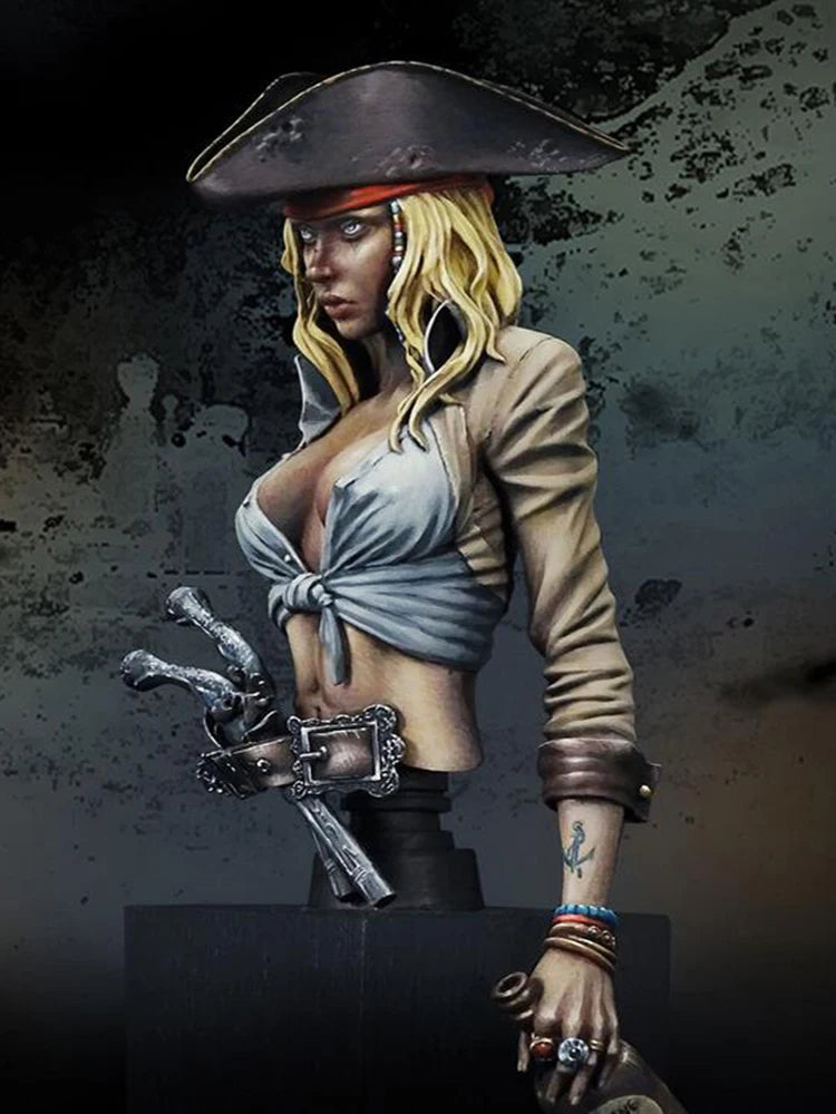 1/10 Female Pirate Privateer, Resin Model Bust Kit, Unassembled and Unpainted
