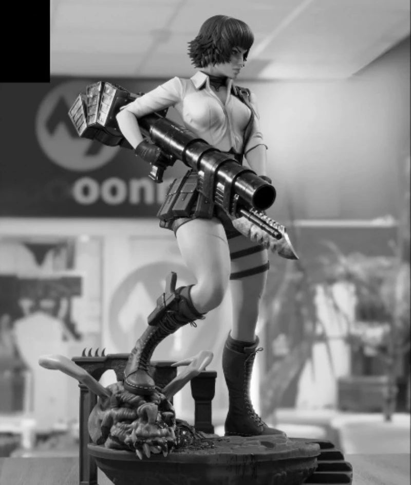 75mm Modern Anime Female Gunner in Tactical Armor, Resin Model Figure Kit, Unassembled and Unpainted