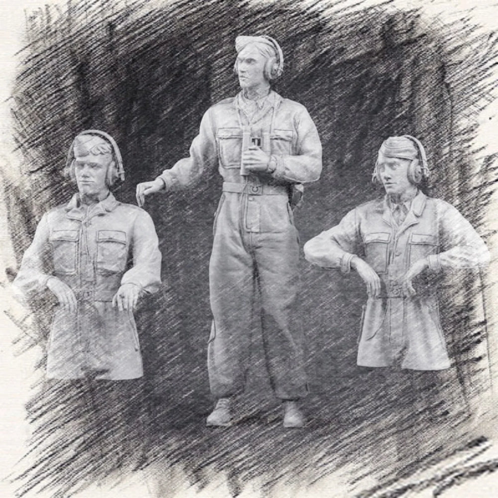 1/35 WWI German NCO with Binoculars and Squad, 3 Figures, Resin Model Figure Kit, Unassembled and Unpainted