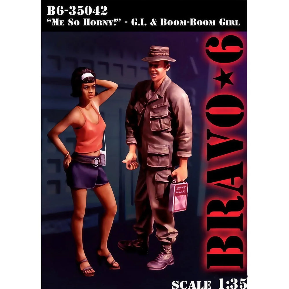 1/35 Vietnam War American Soldier & Vietnamese Girl, 2 Figures, Resin Model Figure Kit, Unassembled and Unpainted