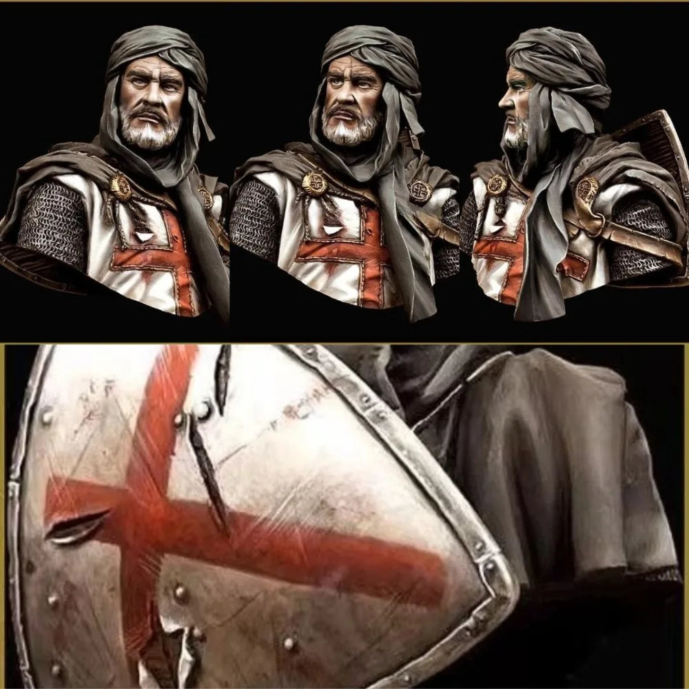 1/10 Medieval Crusader Knight with Turban, Resin Model Bust Kit, Unassembled and Unpainted