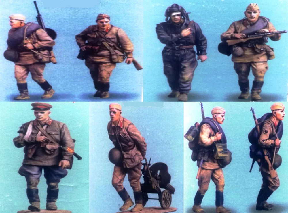 1/35 WWII German Infantry Advancing with Rifles, 8 Figures, Resin Model Figure Kit, Unassembled and Unpainted