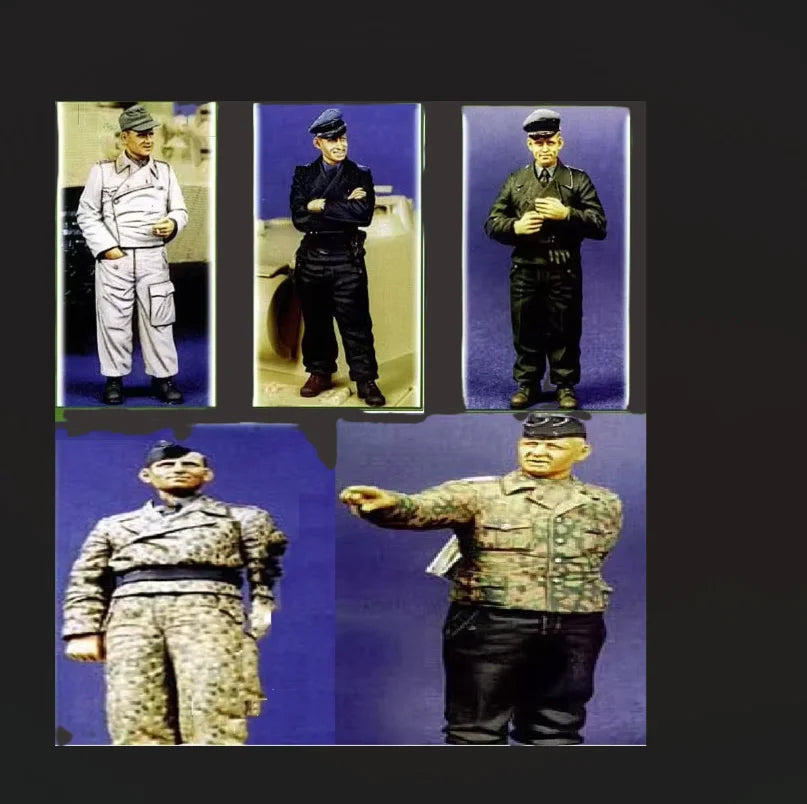 1/35 WWII Soldiers in Varied Uniforms, 5 Figures, Resin Model Figure Kit, Unassembled and Unpainted