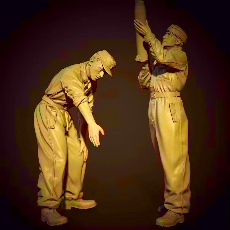 1/35 WWII Infantry Climbing and Firing, 2 Figures, Resin Model Figure Kit, Unassembled and Unpainted