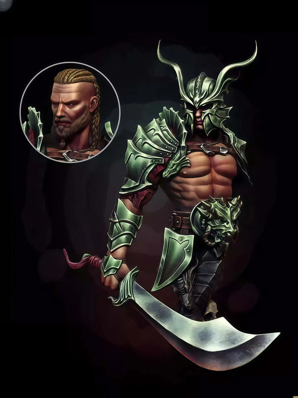 1/10 Demonic Warrior, 2 Figures, Resin Model Bust Kit, Fantasy Theme, Unassembled and Unpainted