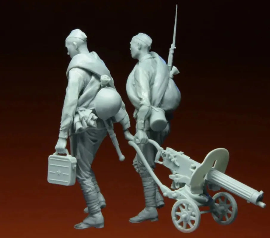 1/35 WWII Soviet Maxim Gun Crew, 2 Figures, Resin Model Figure Kit, Unassembled and Unpainted
