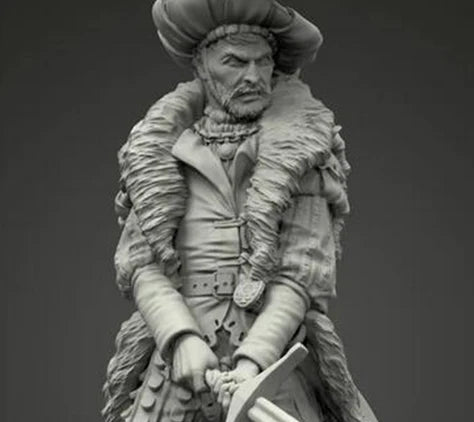 1/24 Noble Wizard with Staff, Resin Model Figure Kit, Fantasy Theme, Unassembled and Unpainted