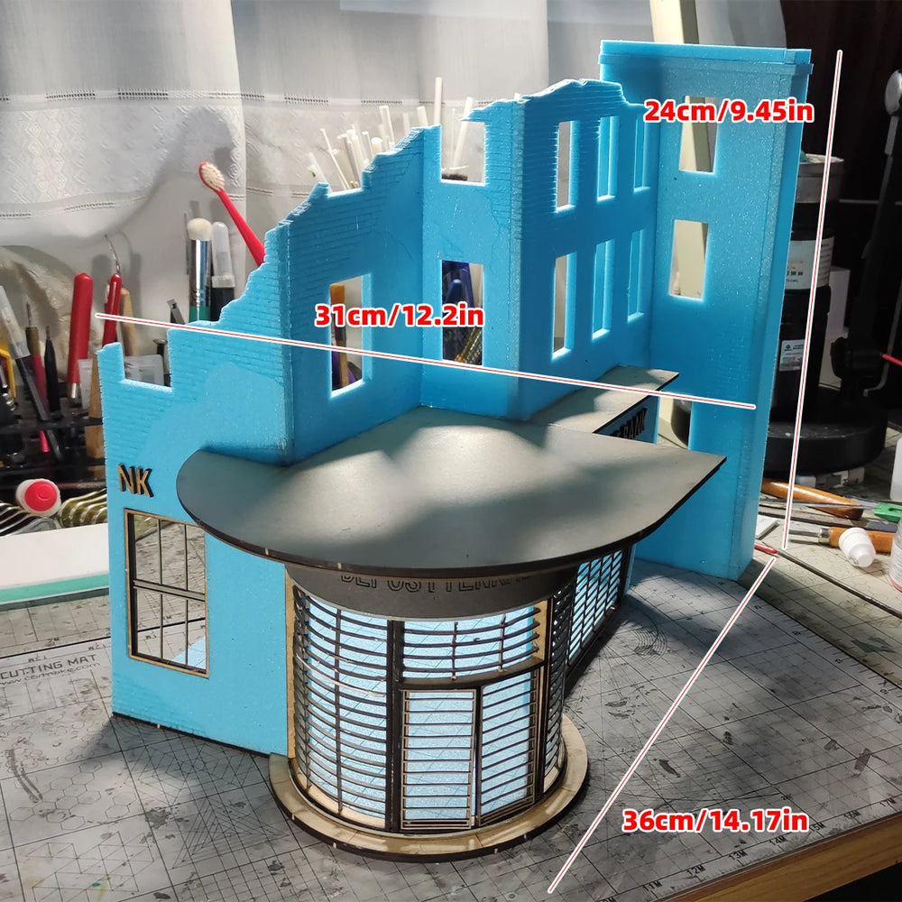 1/35 Modern Ruined German Bank Urban Ruins, Resin Model Diorama Kit, Unassembled and Unpainted