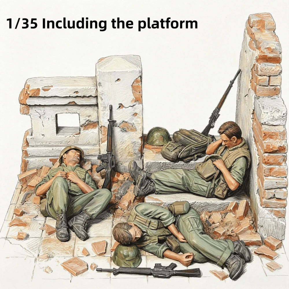 1/35 WWII US Soldiers Resting, 4 Figures, Resin Model Figure Kit, Unassembled and Unpainted