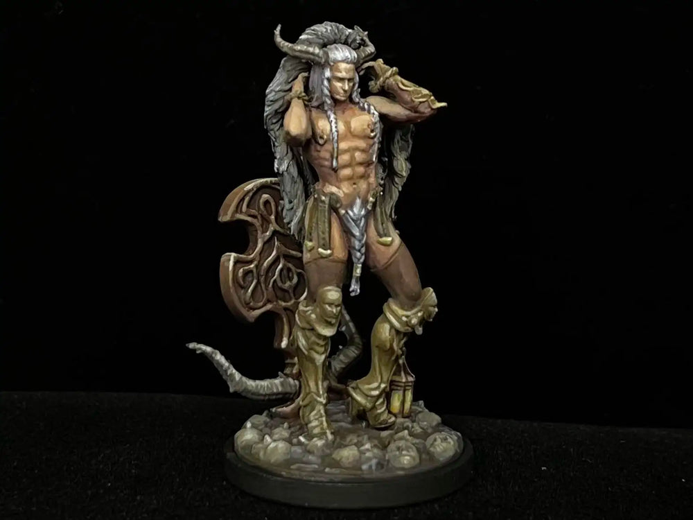 Horned Demon Warrior, Resin Model Figure Kit, Fantasy Theme, Unassembled and Unpainted